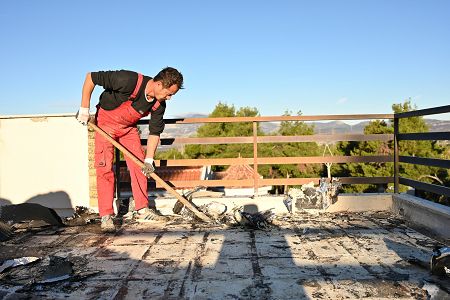 Roof top waterproofing with bituminous sheets - Cleaning - Dismantling - Goumas Insulations - Monoseis Goumas