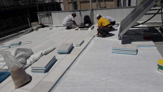 Rooftop Thermal Insulation - Inverted insulation - Installation of gravel or pebble - Goumas Insulations - Monoseis Goumas